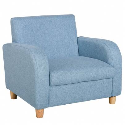  HOMCOM Poltrona per Bambini in Tessuto, Poltroncina per Cameretta di Design con Imbottitura, Max. 65 kg, 49x45x44 cm, Blu