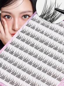 Pestañas postizas en forma de C de 5-12 mm, 10 filas, 120 racimos, sin necesidad de pegamento, convenientes y reutilizables. Pestañas postizas naturales para bodas, fiestas y reuniones de trabajo diarias. Adecuadas para maquillaje de hadas principiante, cosplay, racimo individual de hadas natural perezoso, racimo individual de pequeño diablo de rizos cómicos, pestañas postizas sin pegamento, juego de prueba en caja pequeña