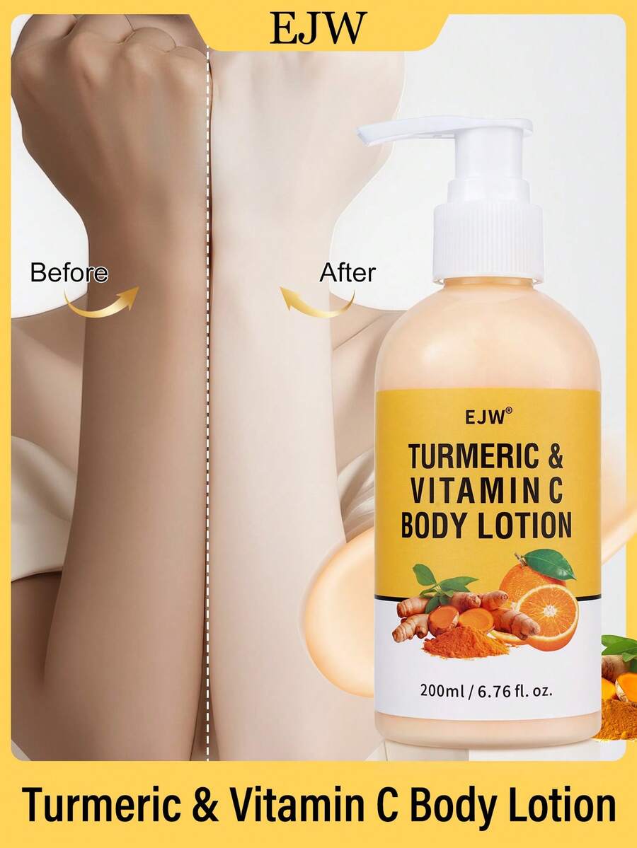 Loção Corporal de Cúrcuma e Vitamina C - Clareia e Uniformiza o Tom da Pele, Hidrata e Suaviza a Pele Seca, Nutre o Corpo, Hidrata e Deixa a Pele Macia e Sedosa
