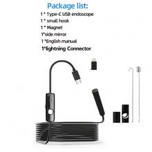 1pc HD 1080P High Definition Industrial Endoscope, Flexible Rigid Cable Inspection Camera For IOS And Android