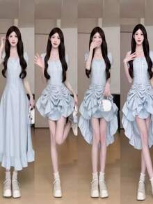Women Mini Dresses - 藍色 - 查看 1