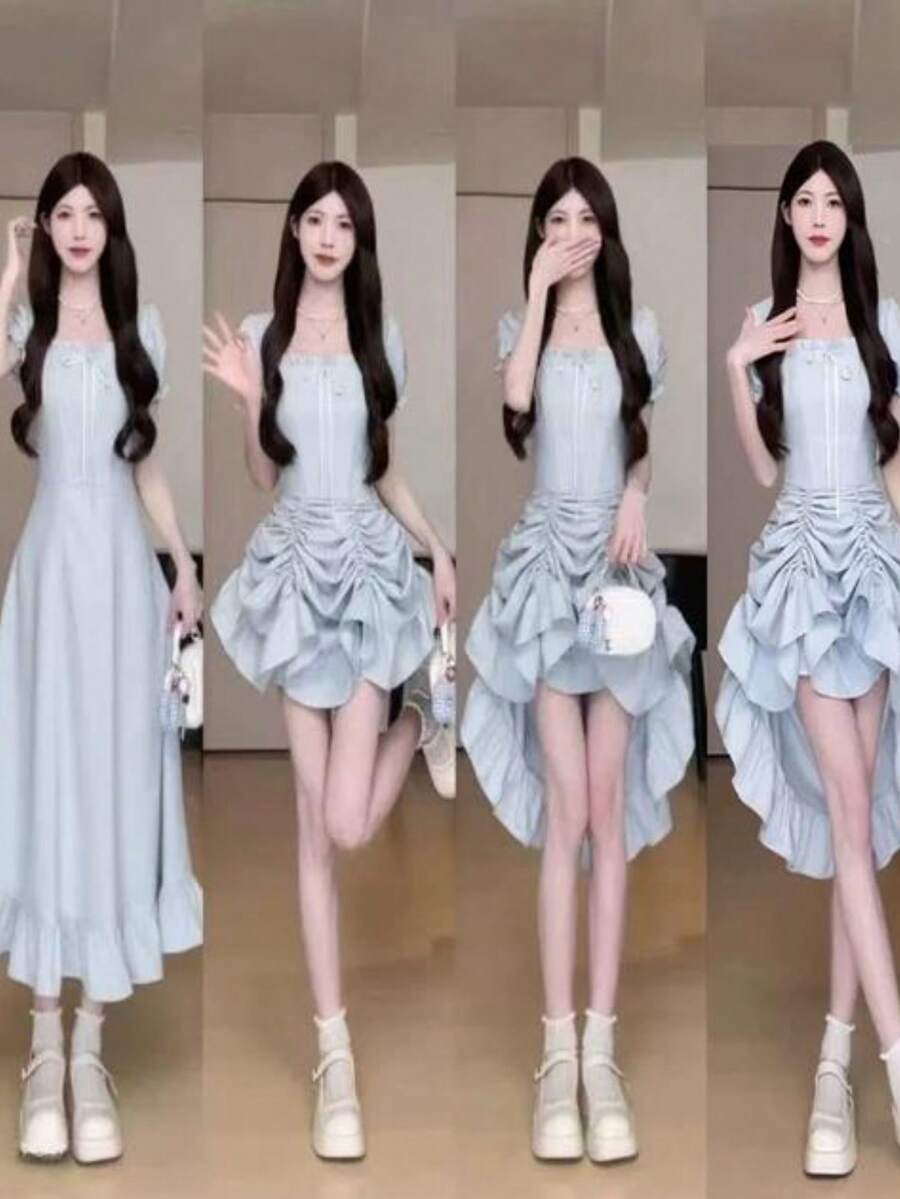 Women Mini Dresses - 藍色 - 查看 1