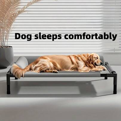 Elevated Dog Bed With Cooling Ventilated Mesh Base - All-Season Raised Pet Cushion, Durable Polyester Frame, Portable Indoor/Outdoor Bed For Small To Medium Breeds, Easy Assembly Modern Design, Extra Large Dog Bed, Highquality Fabric, Home Pets, Sturdy Construction