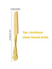 1/2件套复古皇家蛋糕刀叉套装 - 高级不锈钢派刀，配优雅金色手柄，不锈钢蛋糕刀，蛋糕铲和派刀，镜面抛光，可放入洗碗机清洗，铬合金材质，适用于婚礼装饰、万圣节装饰 - 彩色 - 查看 5