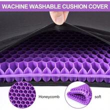 Gel Seat Cushion For Long Sitting Double Thick Gel Seat Cushion Breathable Honeycomb Chair Cushion With NonSlip Cover For Office Chair Car Wheelchair Long Trips Relief Sciatica Pain - 大紫羅蘭 - 查看 4