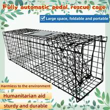 Automatic Pedal Cat Trap Cage, Foldable Design, Extra Large Size, Stray Cat Catcher Cage - Black - View 1
