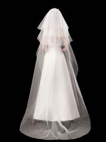 1pc Women's Black Long Trailing Veil Headpiece, 4-Layer Gradually Lengthened Mesh Veil Bridal Veil, Suitable For Weddings, Parties, Performances, Cosplay, Photography Props, Gothic Style With Hair Comb, 220cm Trailing Veil, Simple & Elegant Long Veil, Outdoor Wedding Full-Length Veil, Halloween & Holiday Decorative Accessory