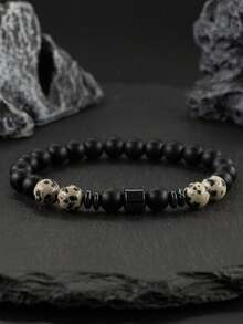 Men's Fashionable Hematite Protection Bead Bracelet, Lapis Lazuli & Tiger's Eye & Malachite Healing Confidence Jewelry, Halloween Gift, Christmas Gifts For Father, Husband, Son