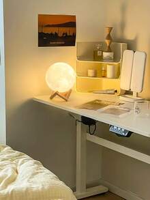 Lampada a forma di luna, luce notturna creativa per atmosfera da comodino, lampada da camera da letto con supporto in legno, luce notturna a LED per decorazione domestica, regalo di compleanno per ragazzi e ragazze, alimentata a batteria, adatta per vari tipi di stanza - regalo di compleanno e Natale