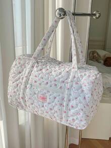 1Pc Pink Floral And Strip Pattern Duffel Bag With Large Capacity, Lightweight Travel Bag With Cute Prints - Perfect For Overnight Trips, Sports And Everyday Use.Travel Luggage Bag Women Gym Bag With Wet Bag Women Carry On Weekender Bag Gym Bag For Going Out, Short Trip, Fitness, Sports, Traveling Travel Accessories Travel Outfit Airport Travel Stuff Clothes Luggage Bag Christmas Gift Ideas - 粉色 - 查看 12