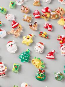 12 Gitter Relief Weihnachts-Nägel Dekor Harz Cartoon Weihnachtsmann Kristallkugel Glocke Geschenk Elch Weihnachtsbaum Handschuhe Süße Nagel Weihnachtsdekoration Nagel Zubehör