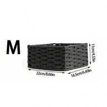 1pc/3pcs (S+M+L) Rattan Desktop Storage Basket, Makeup, Keys, Snacks Tray, Home Living Room Woven Storage Basket, Handmade Desk Organizer For Bedroom, Living Room, Study And Office, Home Decor Basket, Ideal Gift (Black) - Black - View 10