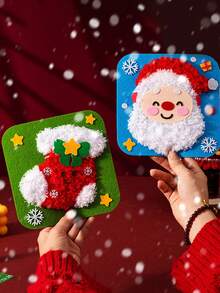 1 Set Kids Handmade Sewing Fun Kit, Christmas Handcraft Toy, Christmas Small Gift, Santa Claus, Snowman, Christmas Tree, Reindeer, Gingerbread Man, Creative Cartoon, Knitted Embroidery Painting, Craft Kit, Educational DIY Materials