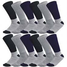 12 Pairs Diabetic Socks For Men And Women Loose Fit Non-Binding Thermal Diabetic Crew Cotton Socks Keep Foot Warm - 什錦 - 查看 5
