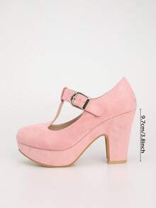 Tacones gruesos cerrados de mujer de tacón bajo, zapatos de trabajo de punta redonda, zapatos Mary Jane con lazo, zapatos formales cómodos de mujer, regalo de Navidad. Se recomienda pedir una talla menos. - Rosa - Ver 7