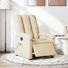 vidaXL Electric Massage Recliner Chair Fabric - White - View 1