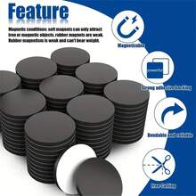 10/20/30/50/100 قطعة مجموعة ملصقات مغناطيسية دائرية للثلاجة DIY، نقاط مغناطيسية مطاطية لاصقة بقوة مع أقراص مغناطيسية لاصقة - دائري - مشاهدة 3