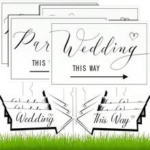 10 Pcs Wedding This Way Directional Parking Signs Include 4 Square And 6 Arrow Shaped Wedding Directional Parking Road Signs With Stakes Large Double Sided Classic Style - trắng - Xem 1
