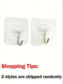 10-1pc Seamless Wall Hook, No-Nail Wall Hanging, Strong Adhesive Hook, Glue Stick Wall Hook, Self-Adhesive, Transparent, Removable, Waterproof, Rust-Proof, Suitable For Kitchen, Bathroom, Living Room - Transparent - View 12