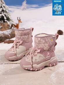 A Pair Winter Boots For Kids Girl Warm Plush Lining Waterproof Anti-Slip Snow Boots For Kids Girl Slip-On Design Suitable For Toddlers And Older Kids. Ideal For Snow Play, Rainy Day Outings, School, And Daily Casual Occasions.