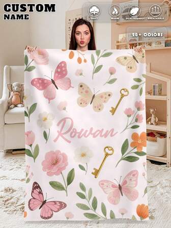 1pc Custom Name Blanket For Bed,Personalized Bedding Blanket With Name, Personalized Throws Blanket, Cute Blanket,Cozy Blanket, Family Gift, Birthday Gifts, Christmas Gifts ,Personalized Gifts, Gift For Son/Daughter, Gift For Friend