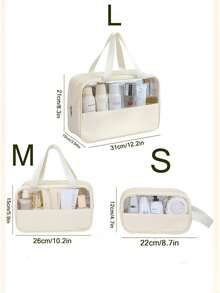 3pcs/1pc Travel Toiletry Bag, Large Capacity Makeup Bag, Waterproof Makeup Brush Organizer, Multi-Functional Cosmetic Storage Bag, Handbag, Bathroom Skincare Products Organizer, Suitable For Lipstick, Makeup Brushes, Makeup Pens, Eyeshadow, Mirror, Eyeliner, Lip Gloss, Skincare, Toothbrush, Toothbrush Cup, Soap, Shampoo, Comb, Watch, Phone, Necklace, Jewelry, Digital Products Storage