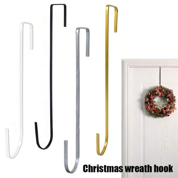 1pc Heavy Duty Iron Wreath Hangers For Front Door - Outdoor Tall Hook Design, Black Holiday Decorations Hooks For Christmas Easter New Year Wreaths, Durable Garland & Floral Door Decor, Christmas Wreaths For Front Door, Sleek Hook Design, Quality Material Craft