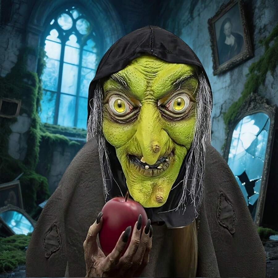 1pc Scary Old Witch Mask - Horror Role Play Costume, Latex Lady Mask, Old Witch Outfit, Everyday Cosplay Prop