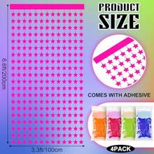 4 Pack Glow In The Dark Party Supplies Neon Streamers Party Decorations Backdrop Blacklight Stars Neon Foil Fringe Curtains Photo Props UV Black Light For Birthday Decoration