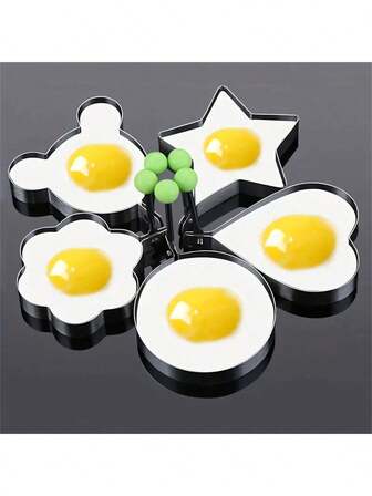 4 ชิ้น กระทะทอดรูปไข่, วงกลม และรูปหัวใจ, กระทะสแตนเลส Maijie, เครื่องมือทำอาหาร, อุปกรณ์ครัว, เครื่องมือขนาดเล็ก, ห่วง