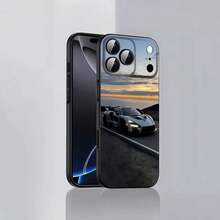 Custodia per telefono in morbido silicone nera con motivo auto sportiva , adatta per iPhone 17, 16, 15, 14, 13, 12, Pro, Max, Plus, E, SE4, Air, Mini