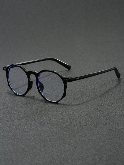 1 Paio di Occhiali da Uomo con Montatura Retrò Ovale in PC, Lenti Piatte Multicolore, Adatti per Computer, Ufficio, Decorazione, Lettura, Riunioni di Lavoro, Gaming