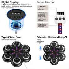 儿童高级音乐拳击机——配备智能无线拳击训练套装（含拳击手套）、壁挂式音乐拳击游戏机（配备LED灯）以及拳击靶练习器材，非常适合居家、办公室和健身房使用。这款创意玩具专为3-12岁及以上男孩女孩设计，也是万圣节、圣诞节、复活节和生日的绝佳礼物。 - 彩色 - 查看 8