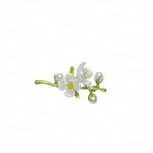 Fashionable Temperament Green Jasmine Brooch Plant Flower Pearl Brooch Suit Anti-Exposure Pin Accessories - Green - View 4