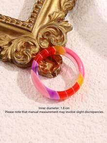 5pcs/Set Red & Green Striped Jelly Rings, Christmas Color Dopamine Ring Set, Everyday & Holiday Stacking Jewelry For Women, Autumn/Winter