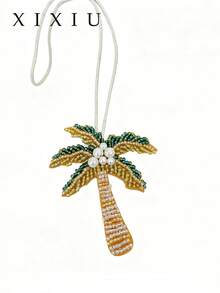 1 pieza Novachic Accesorio colgante con estilo de vacaciones, con estrella de mar, árbol de coco y tortuga marina de cuentas, adecuado para vacaciones de verano, playa (puede haber ligeras diferencias de color debido a la variación por lote del color de la cuerda)