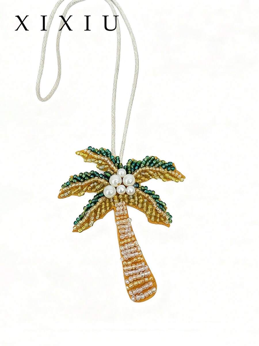 1 pieza Novachic Accesorio colgante con estilo de vacaciones, con estrella de mar, árbol de coco y tortuga marina de cuentas, adecuado para vacaciones de verano, playa (puede haber ligeras diferencias de color debido a la variación por lote del color de la cuerda)