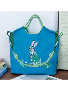 1 Stück Kaninchen im Gras Nylon Schultertasche mit großer Kapazität, modische vielseitige wasserdichte Einkaufstasche, Umhängetasche für Frauen