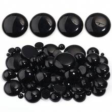 5-10pcs/Pack Natural Black Agate Stone Cabochons, Multi-Size Options, Vintage Elegant Black Gemstone Cabochons For DIY Jewelry Making, Suitable For Necklace, Ring, Bracelet, Jewelry Decoration