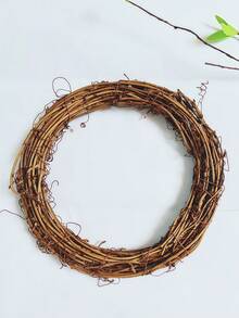 1pc Rustic Wood Grain DIY Rattan Wreath,Wreath Ring,Wreath Making Kit,Wreath Base,Wreaths To Decorate- Available In Five-Pointed Star, Heart, Moon & Ring Shapes, With Artificial Flower/ Vine Branch Options. Suitable For Ramadan, Christmas, Thanksgiving, Weddings, Birthdays & Home Wall Hanging Decorations (Includes Wooden Vine Hoop For DIY). - Multicolor - View 13