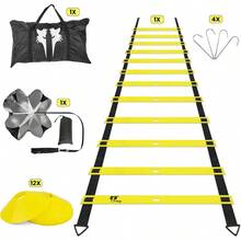 20ft Sports Agility Ladder For Men Women And Speed Youth Soccer Agility Training Equipment For Football Exercise Tennis Legs Workout With Speed Parachute Cones And Carry Bag