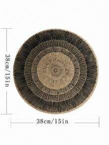 1 pièce-8 pièces Sets de table ronds rayés en jute, sets de table ronds noirs vintage, sets de table à motif de lignes, sets de table ronds de style moyen-oriental, convient pour restaurant, fête, décoration de mariage