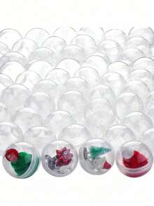 10 Stück leere, klare runde Kapseln für Spielzeug-Kaugummiautomaten, Plastikbehälter als Überraschung für Partygeschenke, Preise, Verkaufsautomaten, runde klare Behälter - Verschiedenfarbig - Übersicht 3