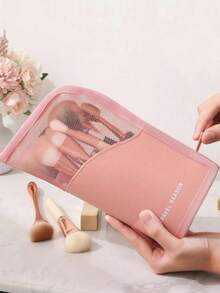 1 Piece Waterproof Travel Makeup Brush Storage Bag, Stationery Eyebrow Pencil Cosmetics Wash Bag, Multi-Functional Portable Handbag Makeup Bag Women Storage, Portable Makeup Brush Bag, Professional Makeup Bag, Artist Storage Bag