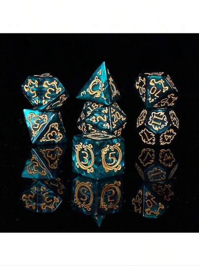 1/7 piezas Juego de dados premium de varios lados - Dados para juegos de rol D&D, juegos de mesa de MTG. El regalo perfecto para juegos de fantasía en Halloween, Navidad y aventuras de juegos de rol (estilo aleatorio)