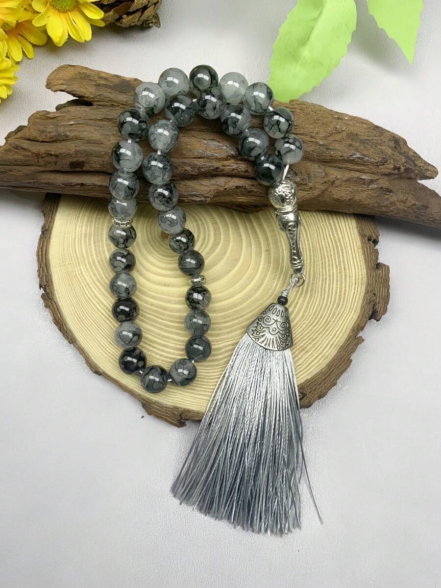 1 pieza Tasbih con estilo de borla redonda, cuentas de oración árabes de Oriente Medio Misbaha, accesorio elegante para Eid Al-Fitr, oración de Ramadán, meditación y uso diario/de fiesta, adecuado para todas las estaciones