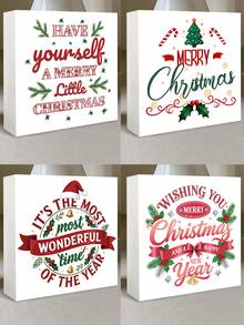 1 buc/4 buc Elemente de Crăciun și Design de Binecuvântare cu Text - Ornament de Decor Pătrat din PVC pentru Desktop, Cadouri de Crăciun, Cadouri Excelente pentru Femei, Decorare, Potrivit pentru Acasă, Raft de Cărți, Desktop, Decorare de Birou