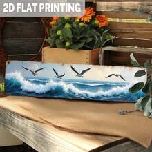 2D Flat - 1 Piece Style Seabird Flying Over Waves Metal Wall Hanging, 2D Flat Coastal Theme Decoration, Vintage Style Indoor/Outdoor Hanging Art, Suitable Beach Houses, Living Rooms, Bedrooms, Offices - 3.93x 15.74inch , No Electricity Required, Beach House Decoration |   Wave Design |   Durable Wall Art, Beach House Decor
