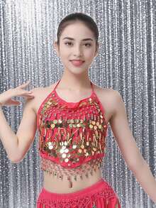 Sequin Embellished Halter Accessory, Belly Dance & Festival Performance Accent - Multicolor - View 20
