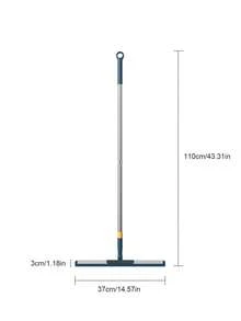 1pc Silicone+Aluminum Alloy 2-In-1 Mop & Squeegee, Adjustable Telescoping Handle Floor Glass Wiper, Slouchy Squeegee For Bathroom Kitchen Floor Cleaning